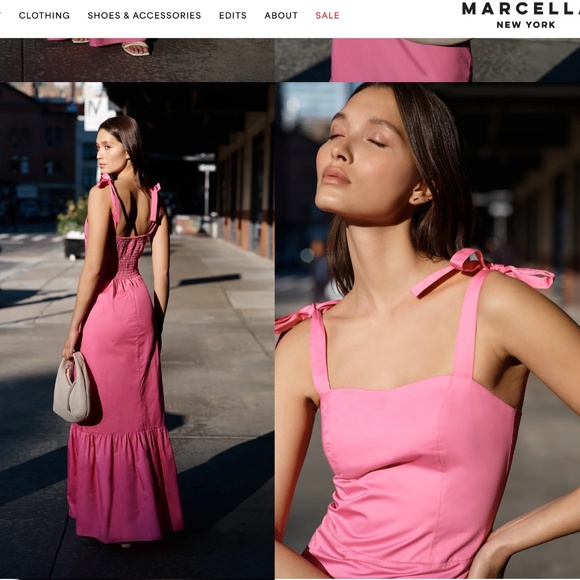 NWT Hot Pink Maxi Dress - Marcella NYC "Racine Dress" - Picture 3 of 8